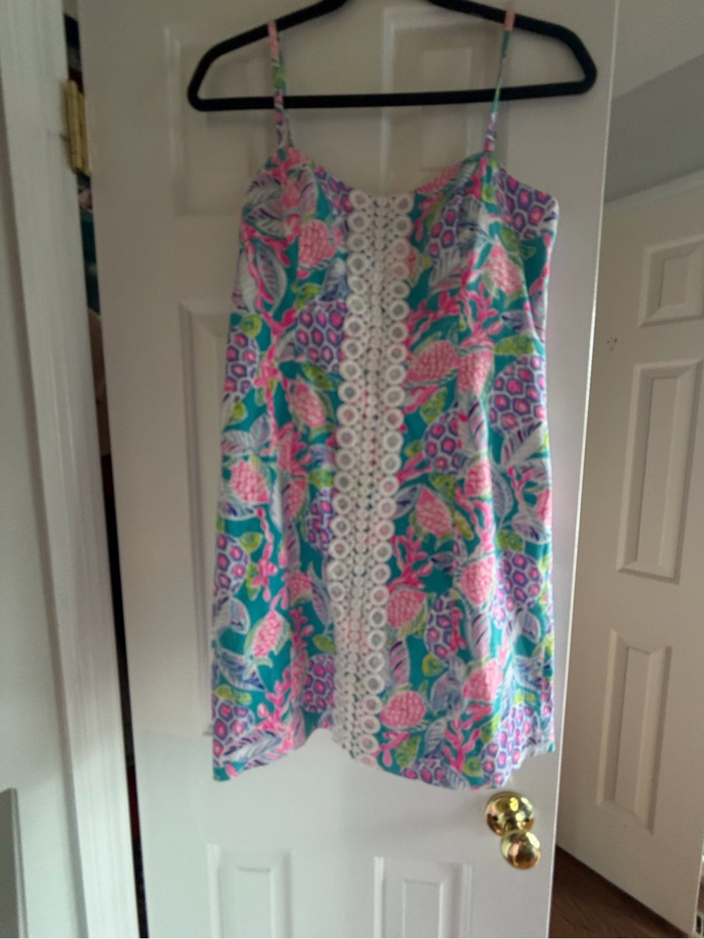 Lilly Pulitzer Shelli Pink, Teal & White Floral Spaghetti-Strap Dress